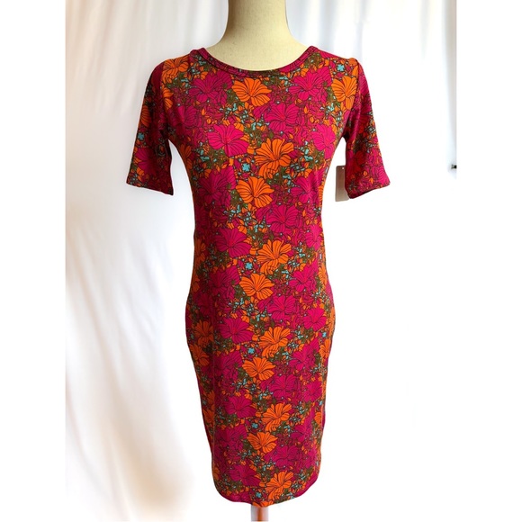 LuLaRoe XS Pink and Orange Floral Pattern Dress - Picture 1 of 6